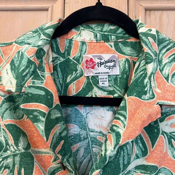 Hilo Hattie Men Monstera Aloha Hawaiian Floral Shirt Size XL Orange Green SP EXC - Picture 3 of 10